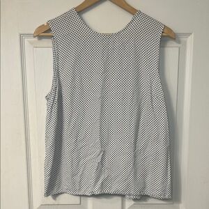 POPSUGAR Polka Dot Sleeveless Shirt Full Length Back Buttons Sz L Capsule